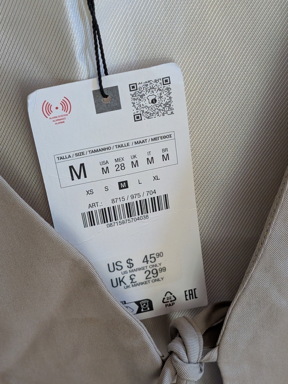 NWT ZARA Tie-Front Sleeveless Vest Top In Taupe - M - Picture 4 of 4